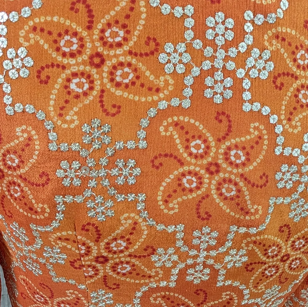 Orange Long Sleeves Crop Top, Palazzo and dupatta Set for Wedding Events - Picture 15 of 16